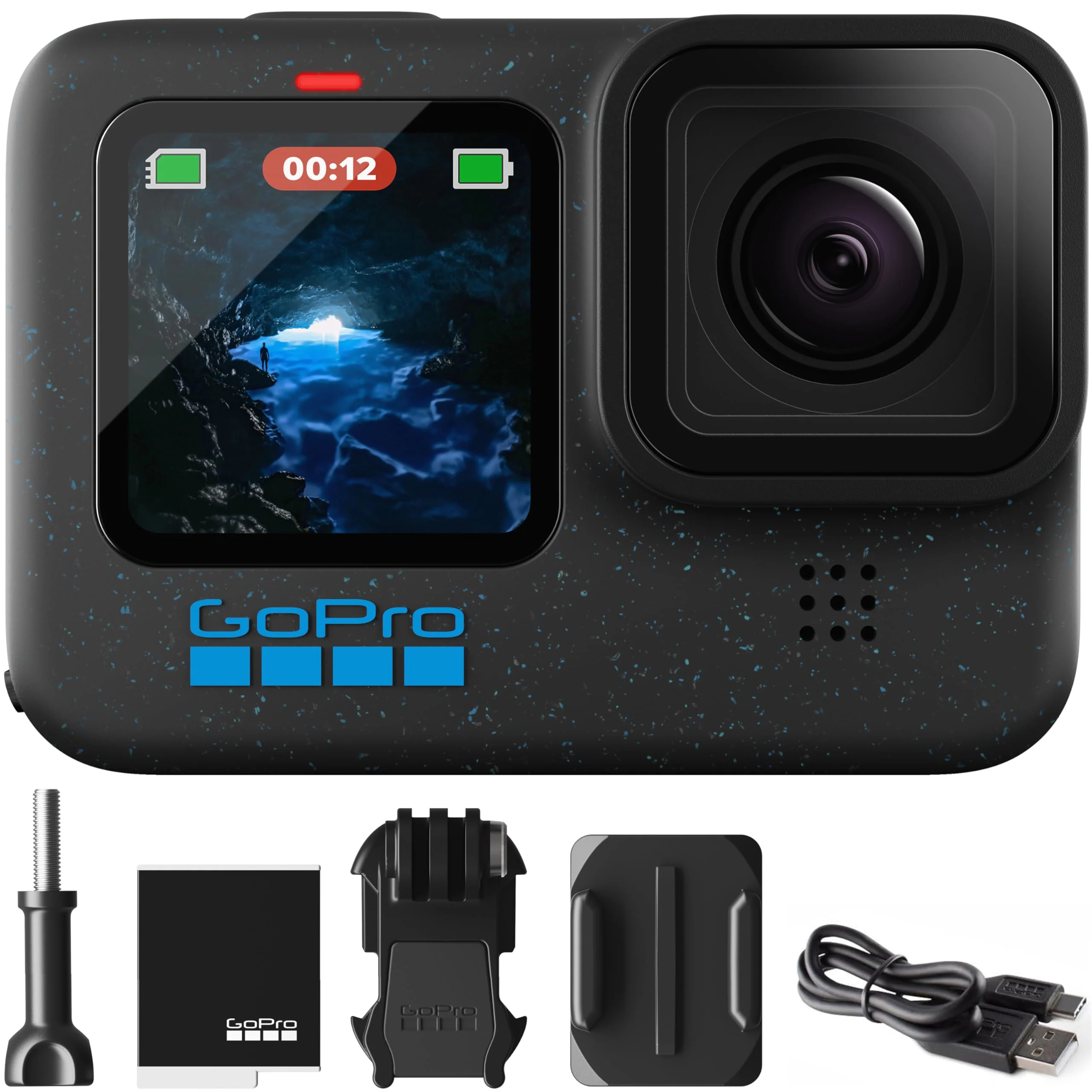 Hero12 Black E-Commerce Package – Waterproof Action Camera with 5.3K60 Ultra HD Video, 27MP Photos, HDR, 1/1.9″ Image Sensor, Live Streaming, Webcam, Stabilization