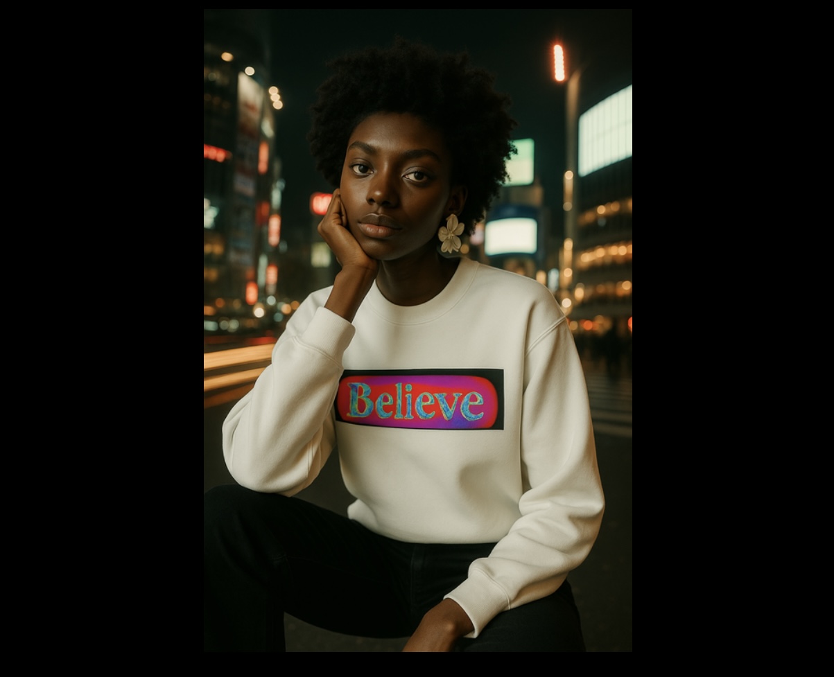 Positive Words Sweatshirt- Believe -White