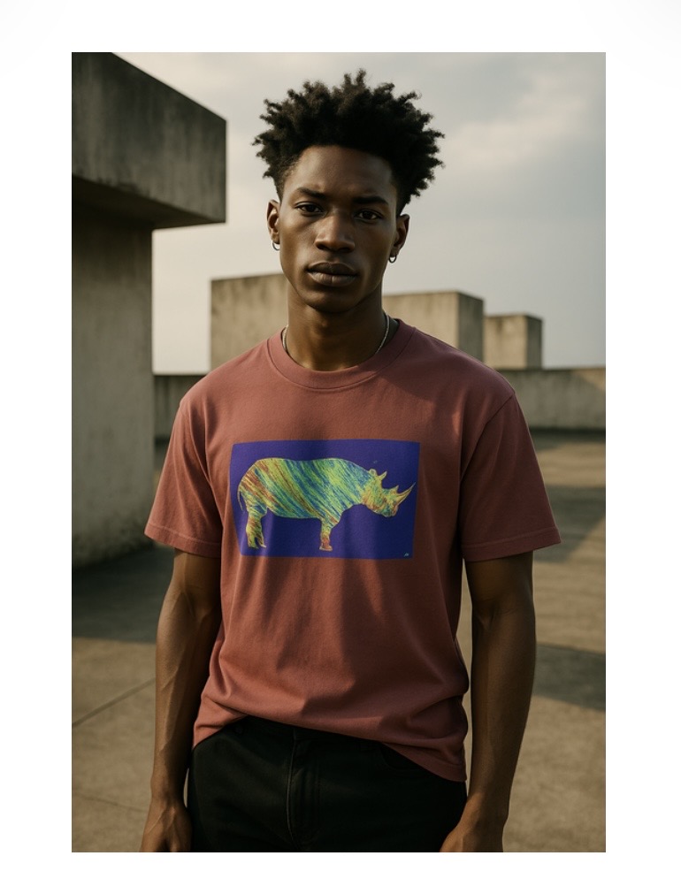 Animals Collection Color Rhino T-shirt -Brick