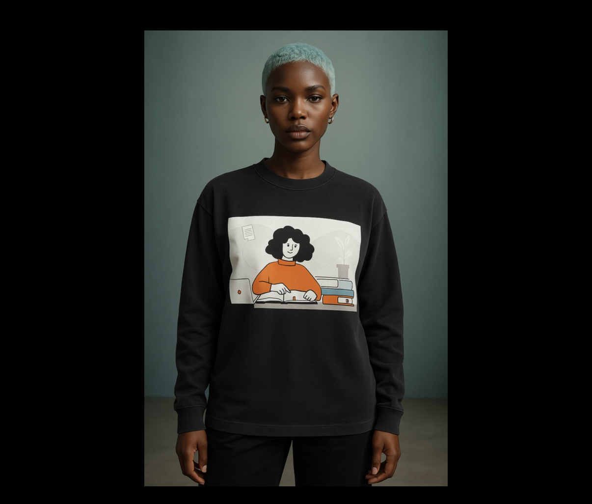 Research Paper Oversized Long Sleeve -Smoky Black