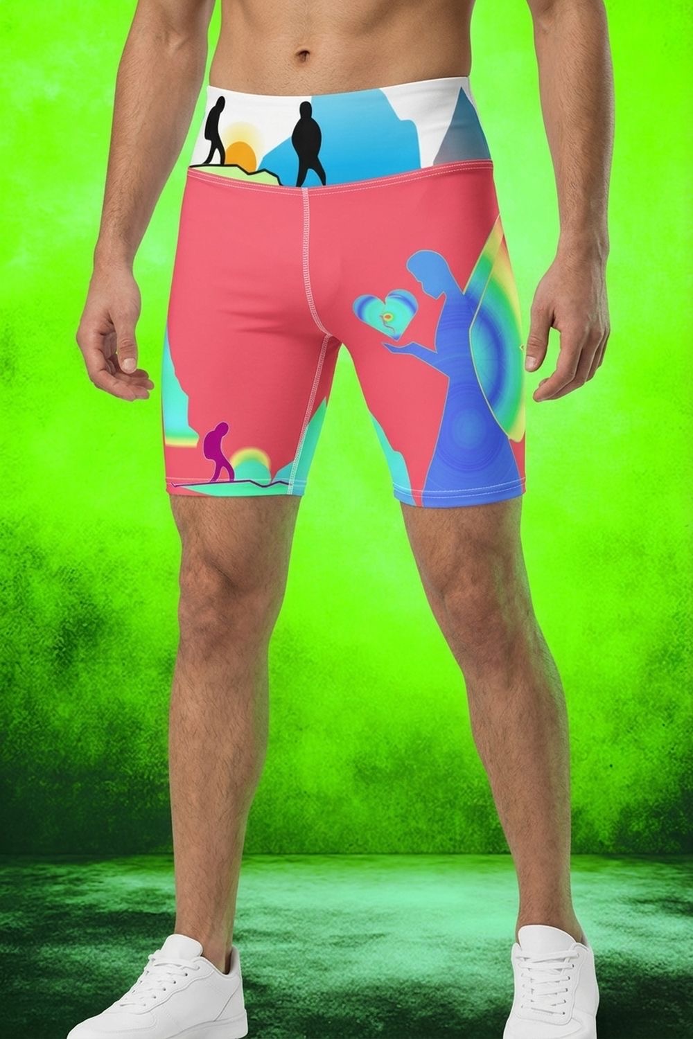 Angles Are Watching Yoga Shorts-White Stitching