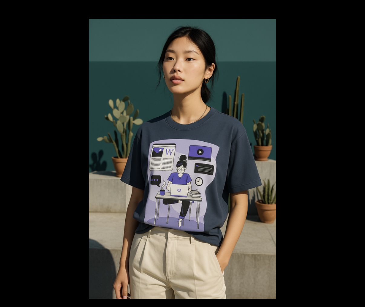 Learning Channel Luxury Boxy T-Shirt -Slate